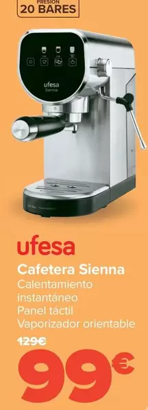 Oferta de Ufesa - Cafetera Sienna por 99€ en Carrefour