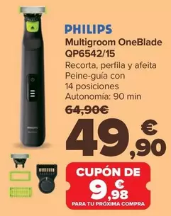 Oferta de Philips - Multigroom OneBlade QP6542/15 por 49,9€ en Carrefour