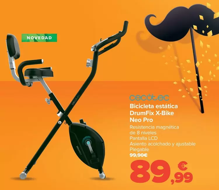 Oferta de Cecotec - Bicicleta Estatica Drumfix X-Bike Neo Pro por 89,99€ en Carrefour