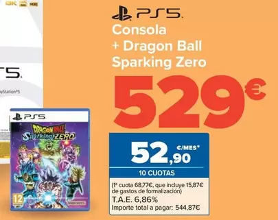 Oferta de Sony - Consola + Dragon Ball Sparking Zero por 529€ en Carrefour