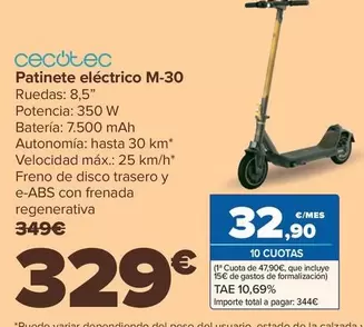 Oferta de Cecotec - Patinete Electrico M-30 por 329€ en Carrefour