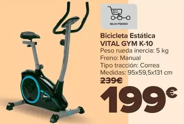 Oferta de Bicicleta Estática Vital Gym K-10 por 199€ en Carrefour