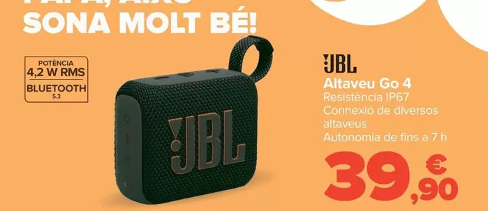 Oferta de JBL - Altavoz Go 4 por 39,9€ en Carrefour