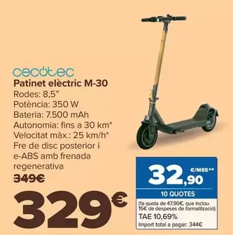 Oferta de Cecotec - Patinete Electrico M-30 por 329€ en Carrefour