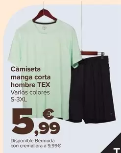 Oferta de TEX - Camiseta Manga Corta Hombre por 5,99€ en Carrefour