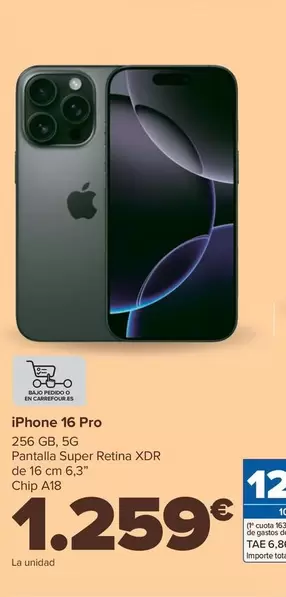 Oferta de Apple - Iphone 16 Pro por 1259€ en Carrefour