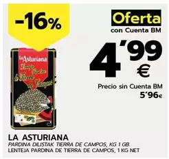 Oferta de La Asturiana - Lenteja Pardina De Terra De Campos por 4,99€ en BM Supermercados