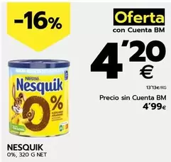 Oferta de Nesquik - 0% por 4,2€ en BM Supermercados