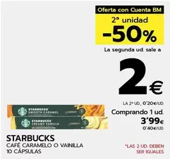 Oferta de Starbucks - Cafe Caramelo O Vainilla por 3,99€ en BM Supermercados