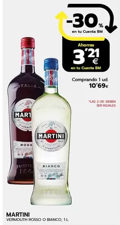 Oferta de Martini - Vermouth Rosso O Bianco por 10,69€ en BM Supermercados