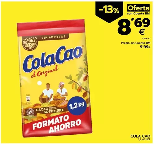 Oferta de Cola Cao - 1,2 Kg Net por 8,69€ en BM Supermercados