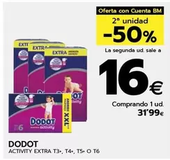 Oferta de Dodot - Activity Extra T3+, T4+, T5+ O T6 por 31,99€ en BM Supermercados