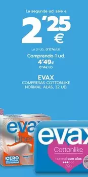 Oferta de Evax - Compresas Cottonlike Normal Alas por 4,49€ en BM Supermercados