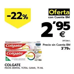 Oferta de Colgate - Pasta Dental Total Gama por 3,79€ en BM Supermercados