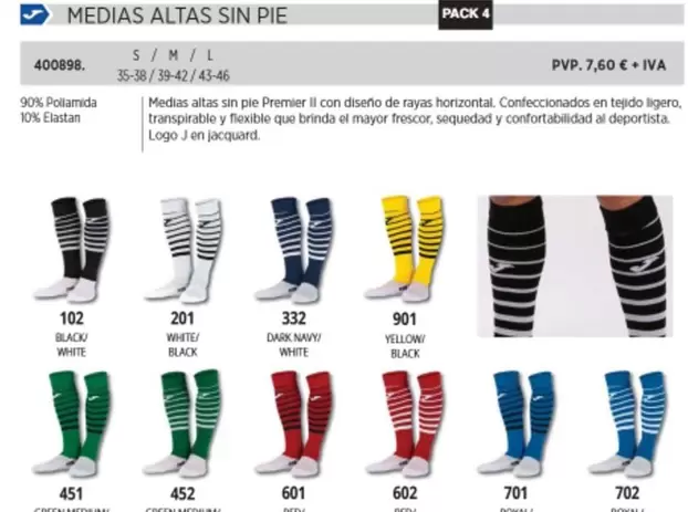 Oferta de Medias Altas Sin Pie por 7,6€ en Joma