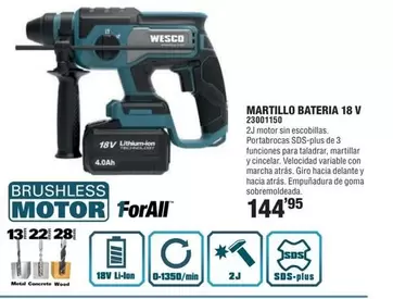 Oferta de Wesco - Martillo Bateria por 144,95€ en Optimus