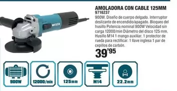 Oferta de Amoladora Con Cable 125mm por 39,95€ en Optimus