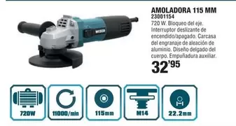 Oferta de Wesco - Amoladora 115 MM por 32,95€ en Optimus