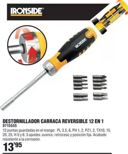 Oferta de Ironside - Destornillador Carraca Reversible 12 En 1 por 13,95€ en Optimus