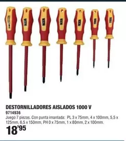 Oferta de Destornilladores Aislados 1000 V  por 18,95€ en Optimus