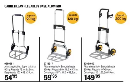 Oferta de Carretillas Plegables Base Aluminio por 54,95€ en Optimus