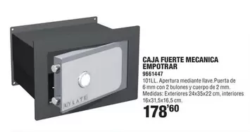 Oferta de Kylate - Caja Fuerte Mecanica Empotrar por 178,6€ en Optimus