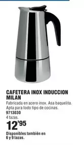 Oferta de Milán - Cafetera Inox Inducción  por 12,95€ en Optimus