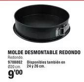 Oferta de Molde Desmontable Redondo por 9€ en Optimus