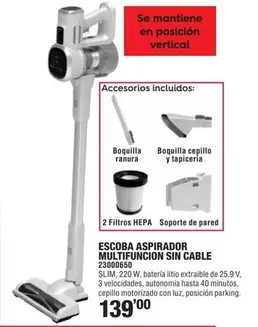 Oferta de Escoba Aspirador Multifuncion Sin Cable por 139€ en Optimus