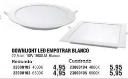 Oferta de Downlight Led Empotrar Blanco por 4,95€ en Optimus