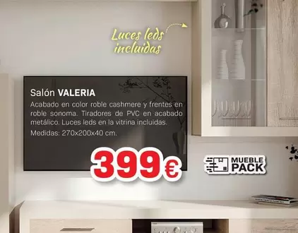 Oferta de PVC - Salon Valeria por 399€ en Tifón Muebles