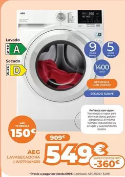 Oferta de AEG - Lavasecadora LWR7194M2B  por 549€ en Pascual Martí