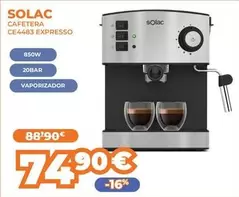 Oferta de Solac - Cafetera CE4483 Expresso por 74,9€ en Pascual Martí