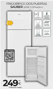 Oferta de Sauber - Frigorífico Dos Puertas por 249€ en Tien 21