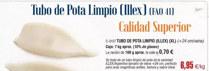 Oferta de Perfecto - Tubo De Pota Limpio por 0,7€ en Abordo