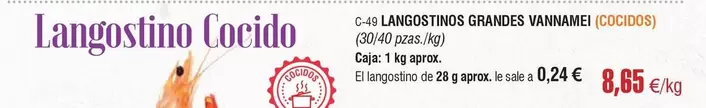 Oferta de Langostinos Grandes Vannamei por 8,65€ en Abordo