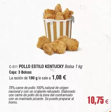 Oferta de Origen - Pollo Estilo Kentucky por 10,75€ en Abordo