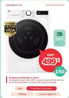 Oferta de LG - Lavadora  por 499€ en Mi electro