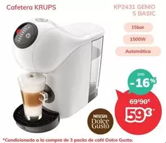 Oferta de Krups - Cafetera por 59€ en Mi electro