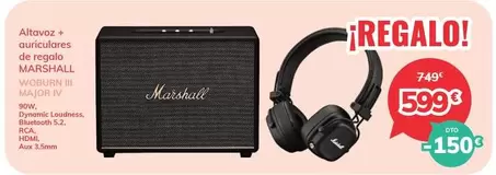 Oferta de Marshall - Altavoz + Auriculares por 599€ en Mi electro