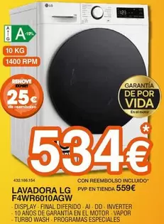 Oferta de LG - Lavadora F4WR6010AGW por 534€ en Expert