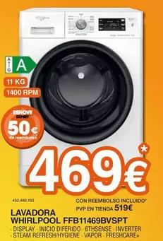 Oferta de Whirlpool - Lavadora FFB11469BVSPT  por 469€ en Expert