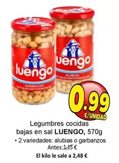 Oferta de Luengo - Legumbres Cocidas Bajas En Sal por 0,99€ en SPAR