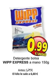 Oferta de WiPP Express - Detergente Bolsa Express A Mano por 0,99€ en SPAR