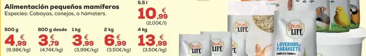 Oferta de Small Life - Alimentacion Pequenos Mamiferos por 4,99€ en Kiwoko