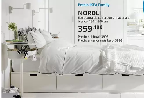 Oferta de Nordli - Estructura De Cama Con Almacenaje, Blanco, 160 × 200 Cm por 359,1€ en IKEA