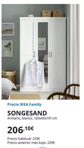 Oferta de Songesand - Armario, Blanco, 120x60x191 Cm por 296,1€ en IKEA