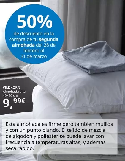 Oferta de Vildkorn Almohada Alto por 9,99€ en IKEA