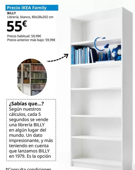 Oferta de Billy Librería, Blanco por 55€ en IKEA