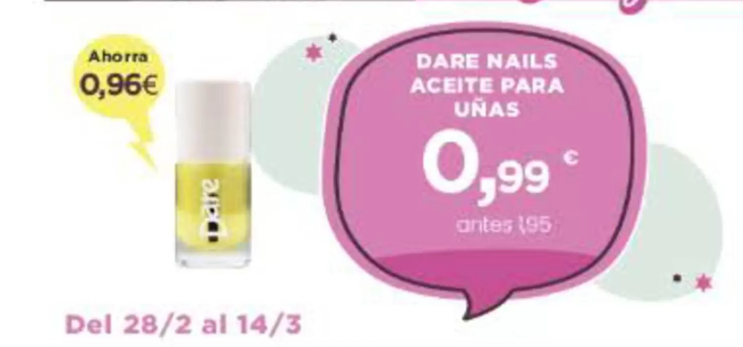 Oferta de Dare Nails Aceite Para Unas por 0,96€ en De la Uz